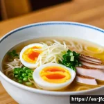 라멘 종류별 차이 - A steaming bowl of tonkotsu ramen served in a traditional Japanese ceramic bowl, featuring a creamy,...