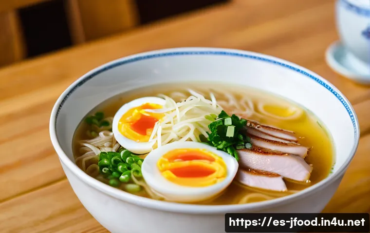 라멘 종류별 차이 - A steaming bowl of tonkotsu ramen served in a traditional Japanese ceramic bowl, featuring a creamy,...